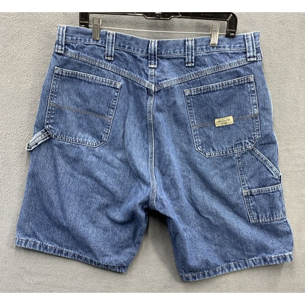 Vintage Wrangler Carpenter Shorts Mens Size 38 Relaxed Fit Hammer Loop Blue